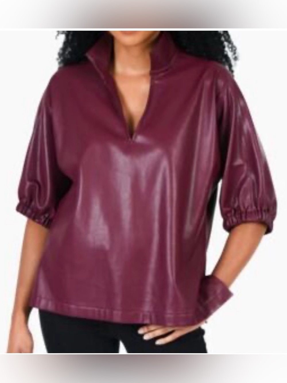 Emily McCarthy Poppy Top Burgundy Vegan Leather Size M